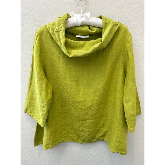 BRYN WALKER Etta Linen Top Matcha Green Cowl Neck Pullover Made in USA NWT | XS - Picture 2 of 10